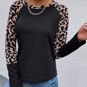 Leopard Print Block Tee